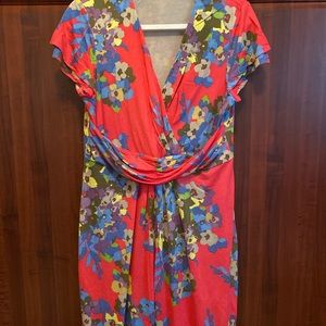 Boden Pink Floral Faux Wrap Dress